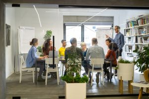 happy casual business team in meeting